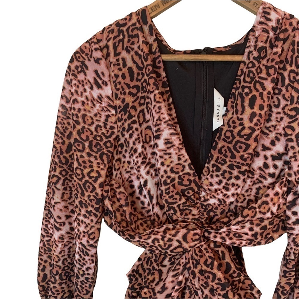 Anthropologie Ranna Gill Floral Leopard Print Cut-Out Midi Dress - Picture 6 of 6
